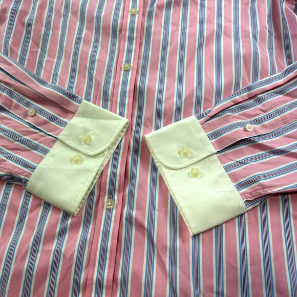 Ralph Lauren Women's SZ Extra Large Slim Fit Pink Striped Button-Down Dress Shir - Picture 4 of 8